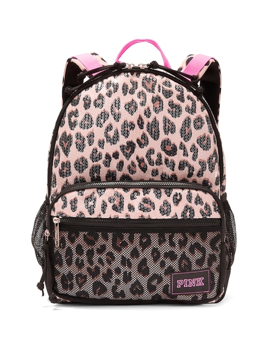PINK Victoria's Secret Handbags - PINK Victoria's Secret Pink Leopard Sequin NWT Backpack